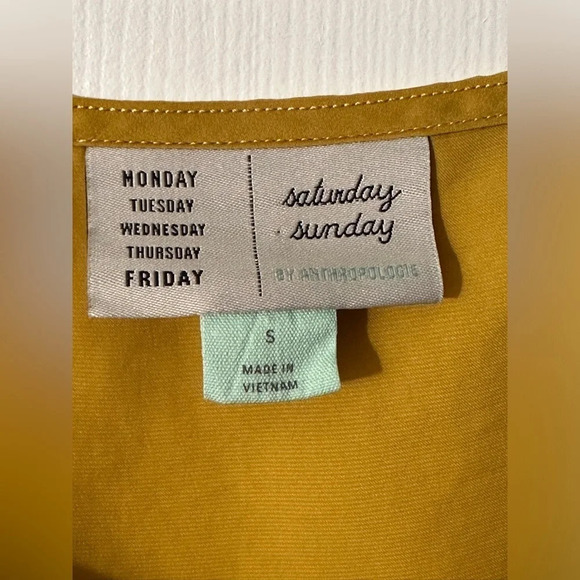SATURDAY SUNDAY Anthropologie Maurecia Smocked Tank Goldenrod Adjustable Strap S - Picture 8 of 12
